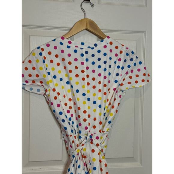 Color Me Courtney Long Short Sleeve Dress White w/polkadots Size 4 - Picture 6 of 11